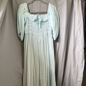 Long Baby Blue Peasant Dress